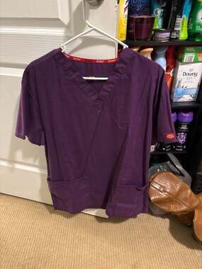 Dickies EDS Signature V-Neck Scrub Top in Eggplant Purple